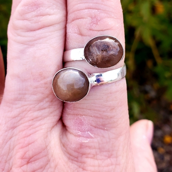 New Golden Rutile Adjustable 925 Silver Ring. - Picture 9 of 16